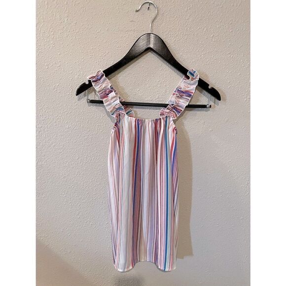 Striped tank top ruffle straps - Picture 1 of 4